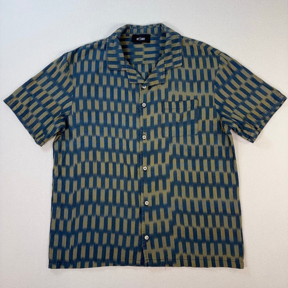 erEvan Other - erEvan Shirt Men's L Green Japanese Fabric Geometric Pocket Made In France